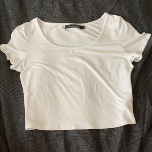 White scoop neck top